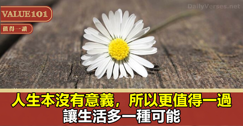 人生本沒有意義,所以更值得一過,讓生活多一種可能