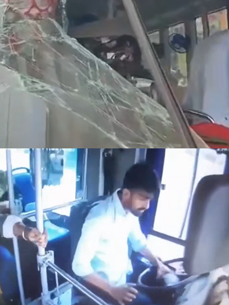 公車司機打瞌睡！失控撞柱「車頭全毀玻璃碎光」釀18傷　緊急送醫「恐怖瞬間全錄下」